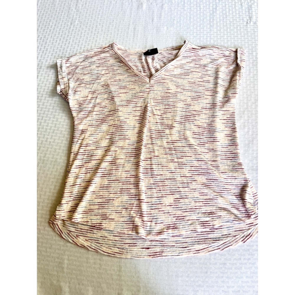 Bobeau Striped Knit V-Neck Top‎ XL Multicolored Space Dye Boho Relaxed MT0K22CCO